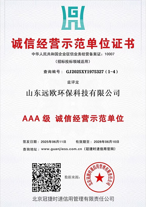 诚信经营示范单位证书